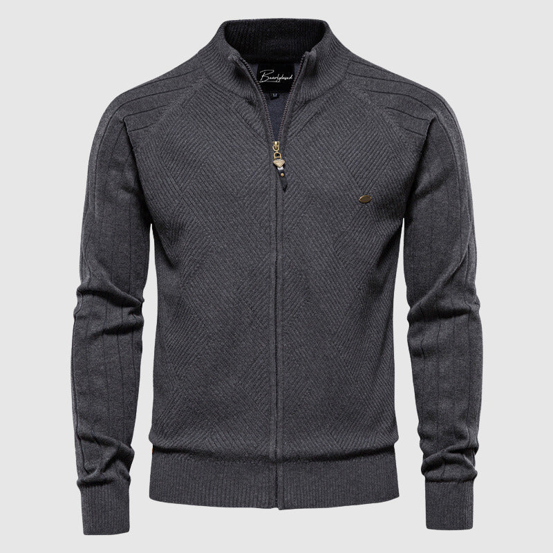 Men's Textured Full-Zip Cardigan Sweater