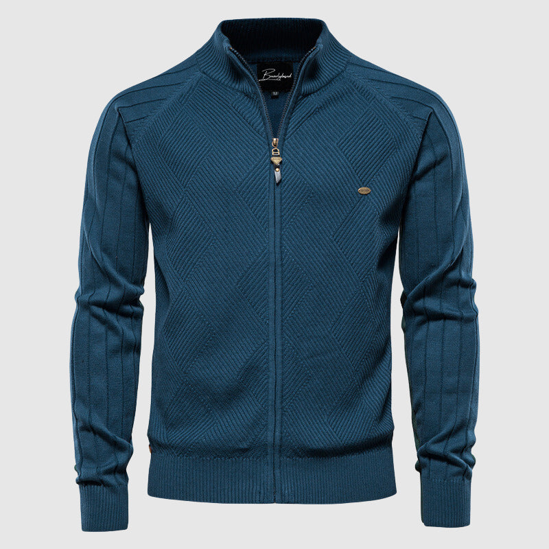 Men's Textured Full-Zip Cardigan Sweater
