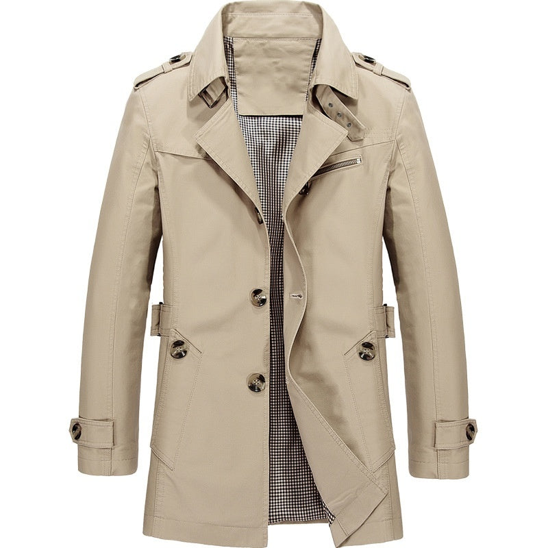 Men's Trench Coat - Elegant Structured Fit, Comfortable & Stylish