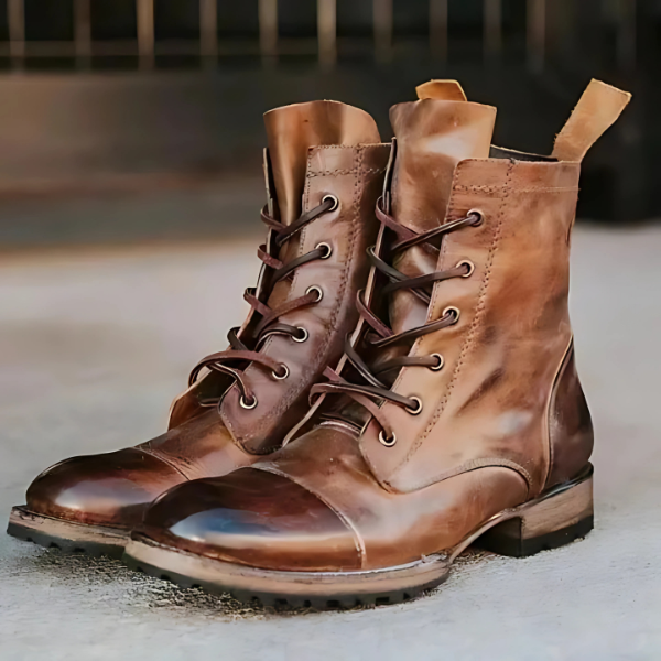 Men's Vintage Western-Style Lace-Up Boots