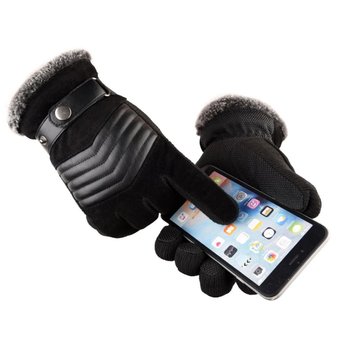 Men's Warm Winter Touchscreen Gloves with Strap