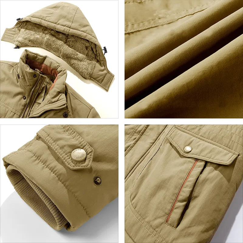 Men's Winter Jacket with Detachable Hood – Warm and Windproof