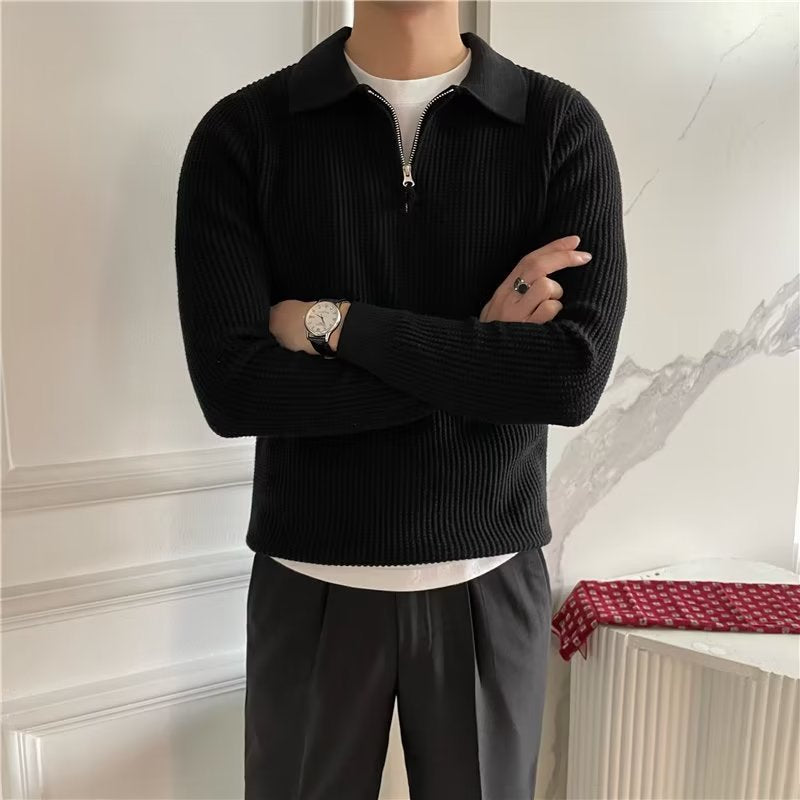 Men's Zip-Up Polo Sweater