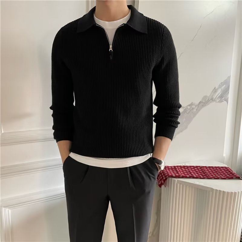 Men's Zip-Up Polo Sweater
