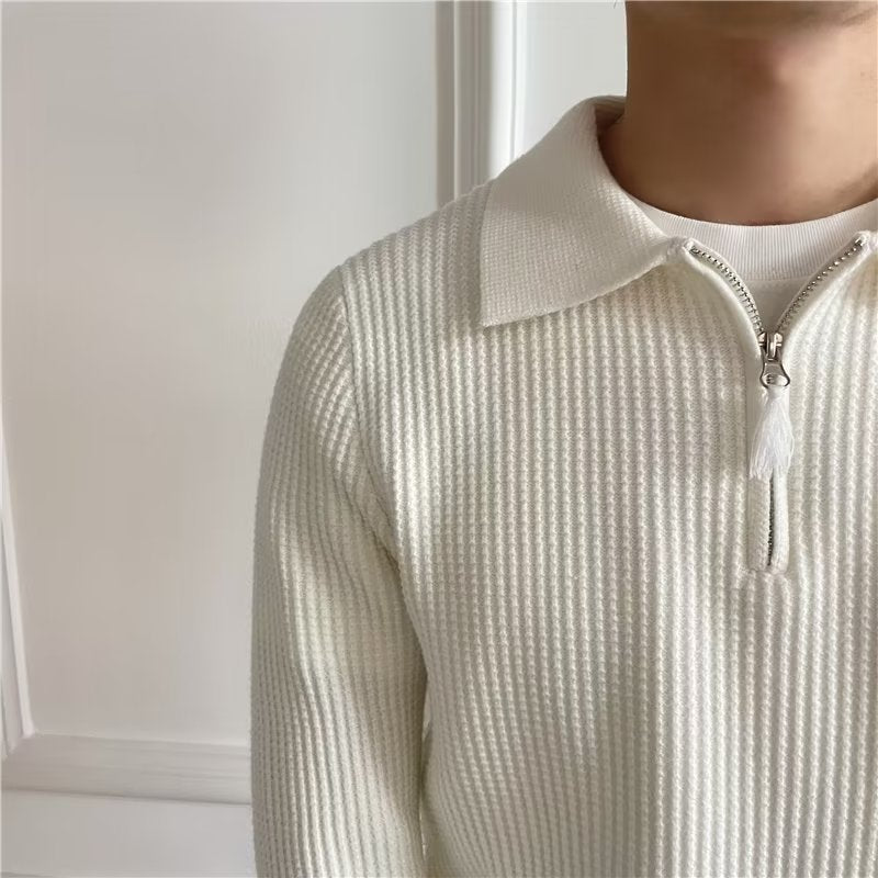 Men's Zip-Up Polo Sweater