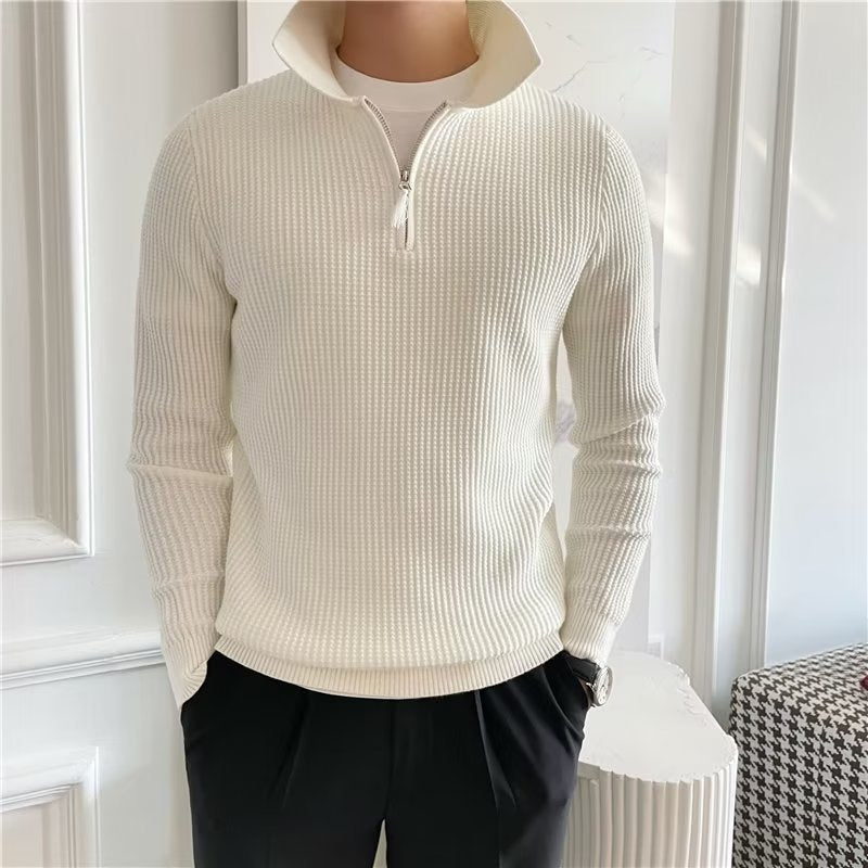 Men's Zip-Up Polo Sweater