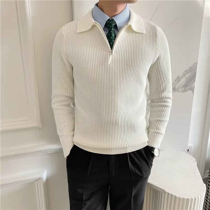 Men's Zip-Up Polo Sweater