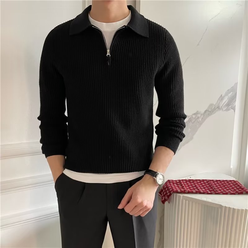 Men's Zip-Up Polo Sweater