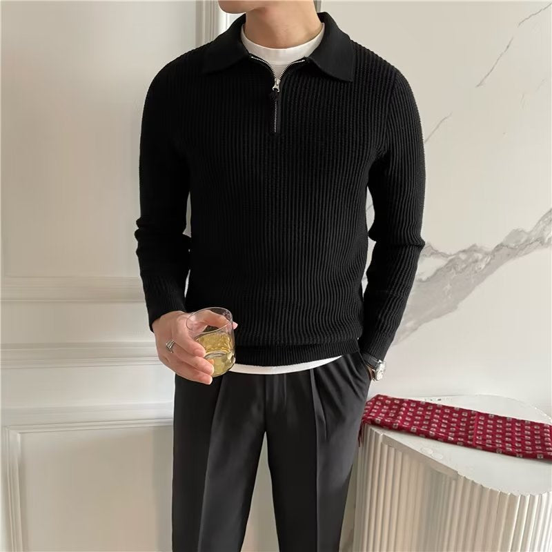Men's Zip-Up Polo Sweater