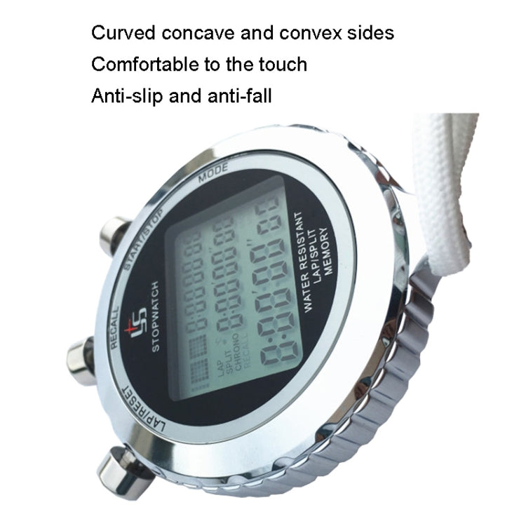 Metal Stopwatch with 3-Row Display for Running Training, Electronic Timer, 100 Lap Memory - Model YS-5100