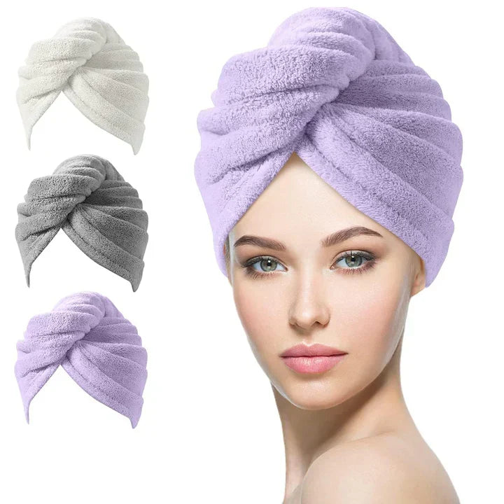 Microfiber Hair Towel Wrap Set - 3-Pack for Quick Drying