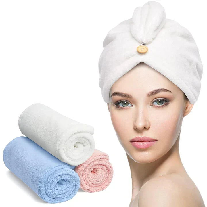 Microfiber Hair Towel Wrap Set - 3-Pack for Quick Drying