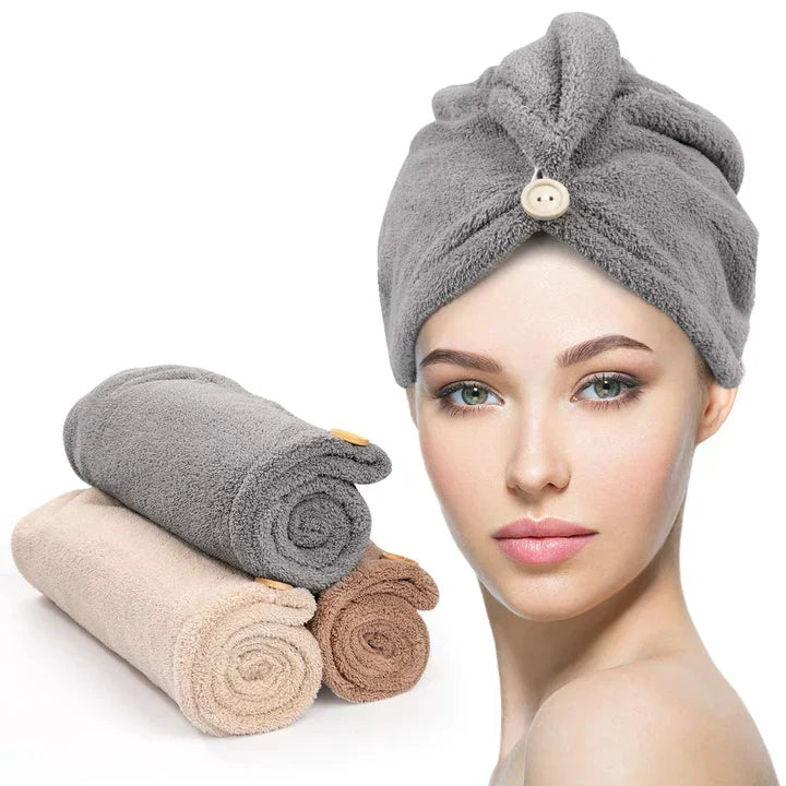 Microfiber Hair Towel Wrap Set - 3-Pack for Quick Drying