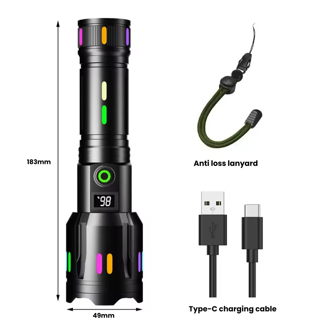 Military-Grade Rechargeable LED Flashlight – 9000 Lumens