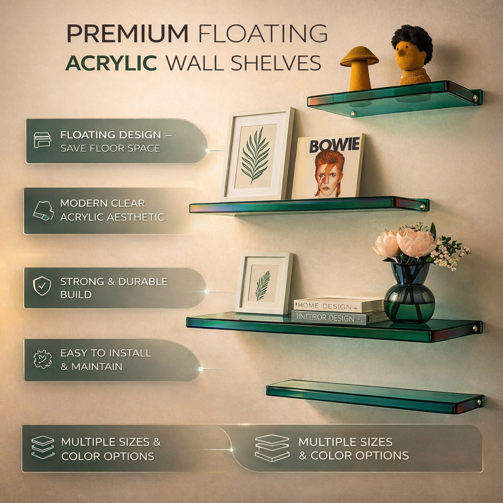 Minimalist Acrylic Floating Wall Display and Storage Shelf