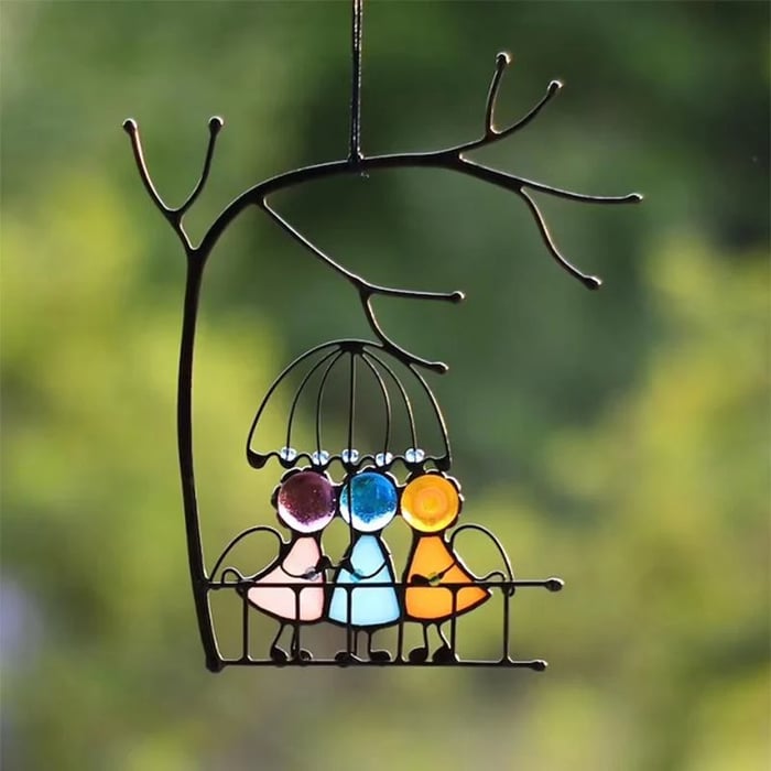 Minimalist Stained Glass Suncatcher – UV-Resistant Window and Wall Hanging Decor