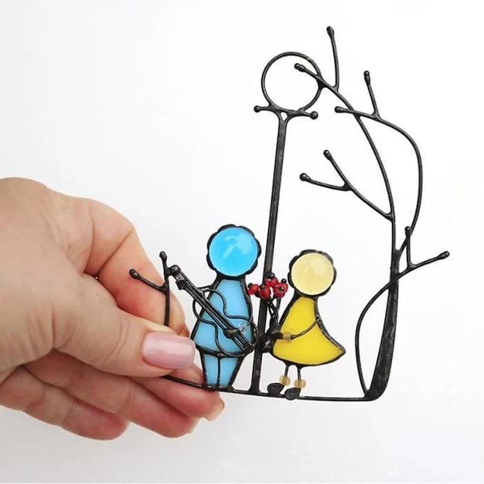 Minimalist Stained Glass Suncatcher – UV-Resistant Window and Wall Hanging Decor