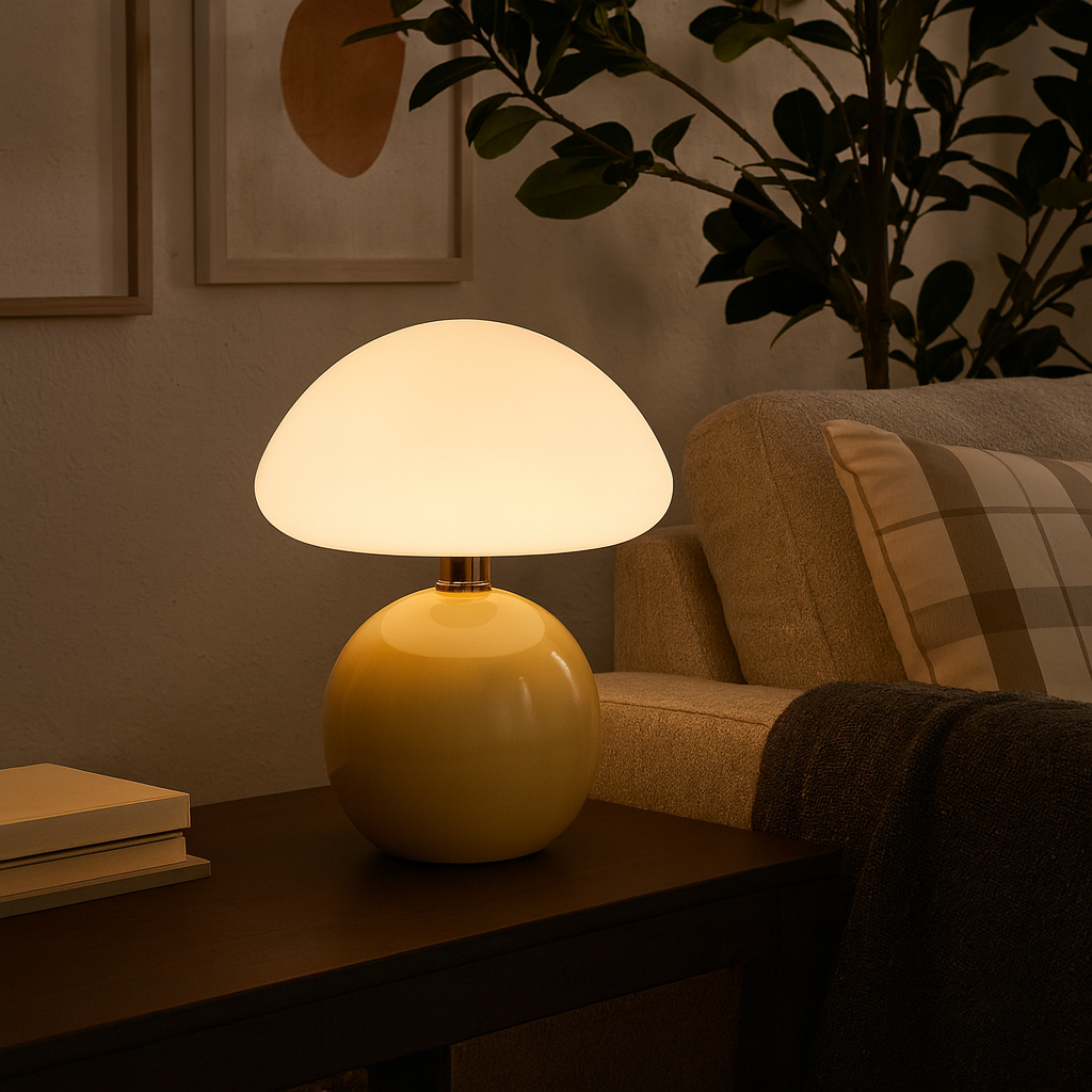 Modern Bauhaus-Style Ceramic Mushroom Table Lamp