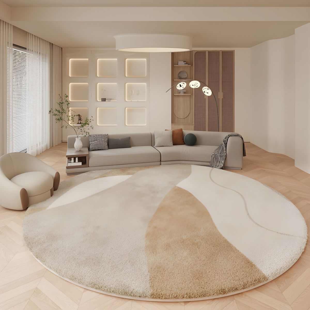 Modern Nordic Soft Lambswool Round Rug