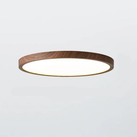 Modern Ultra-Thin Round Walnut Ceiling Light