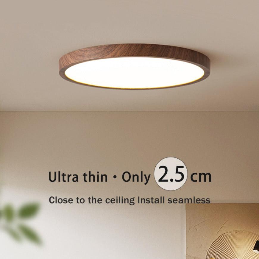Modern Ultra-Thin Round Walnut Ceiling Light