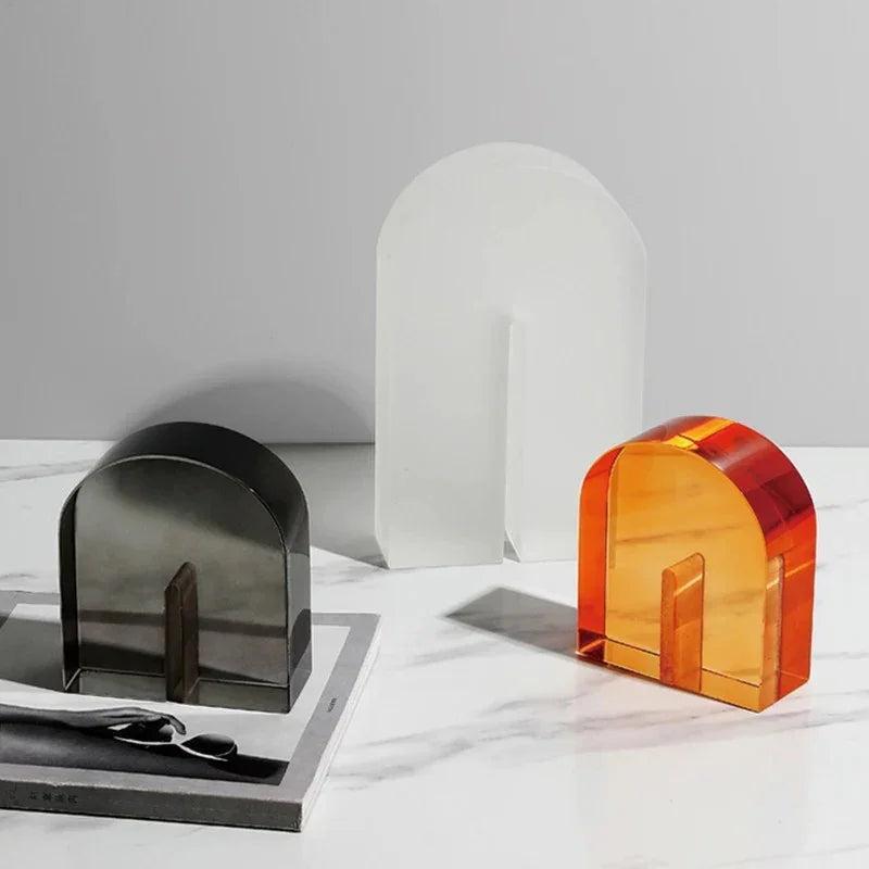 Modern Vivid Crystal Bookends for Shelf Decor