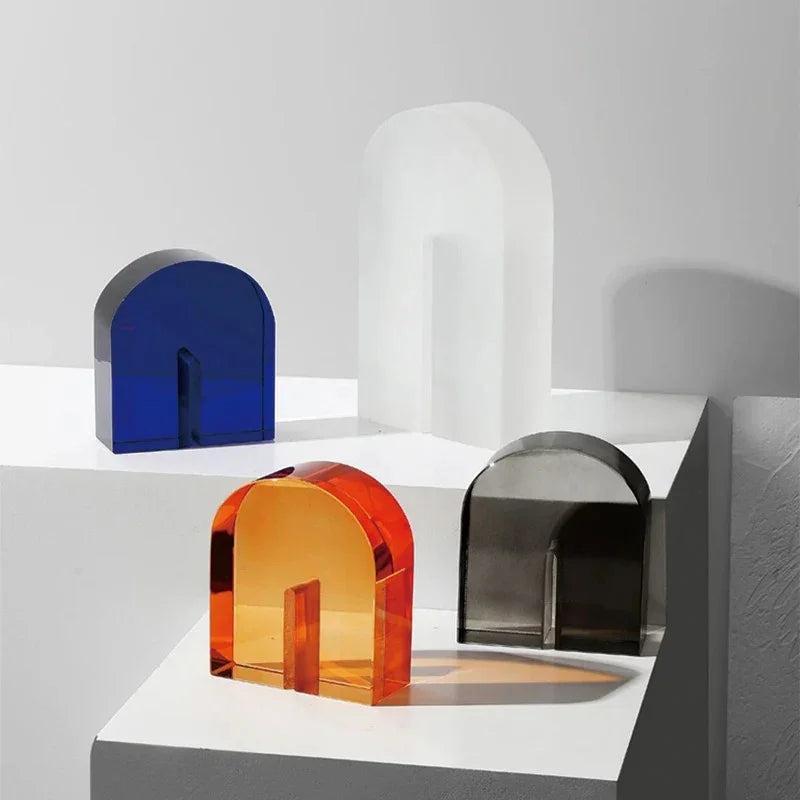 Modern Vivid Crystal Bookends for Shelf Decor