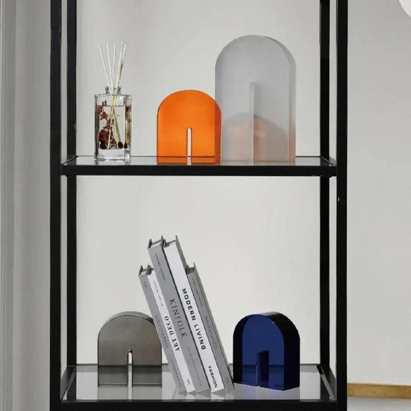 Modern Vivid Crystal Bookends for Shelf Decor