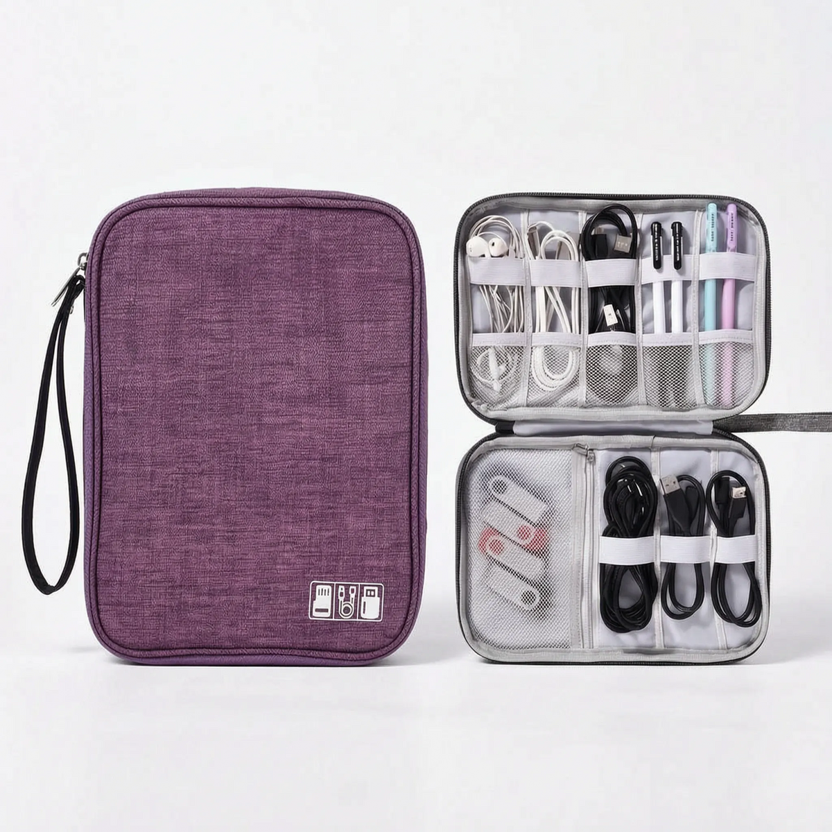 Multi-Compartment Travel Cable Organiser Bag
