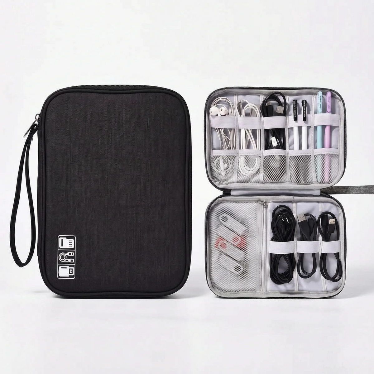 Multi-Compartment Travel Cable Organiser Bag