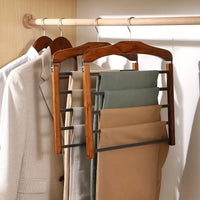 Multi-Tier Wooden Trouser Rack for Modern Wardrobes