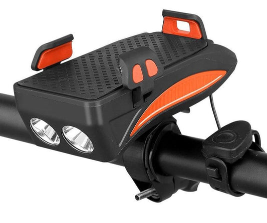 Multifunctional Bike Mount: Phone Holder, Power Bank, Light and Horn