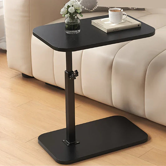 Multifunctional Height-Adjustable Side Table with Wooden Top for Sofa or Bed