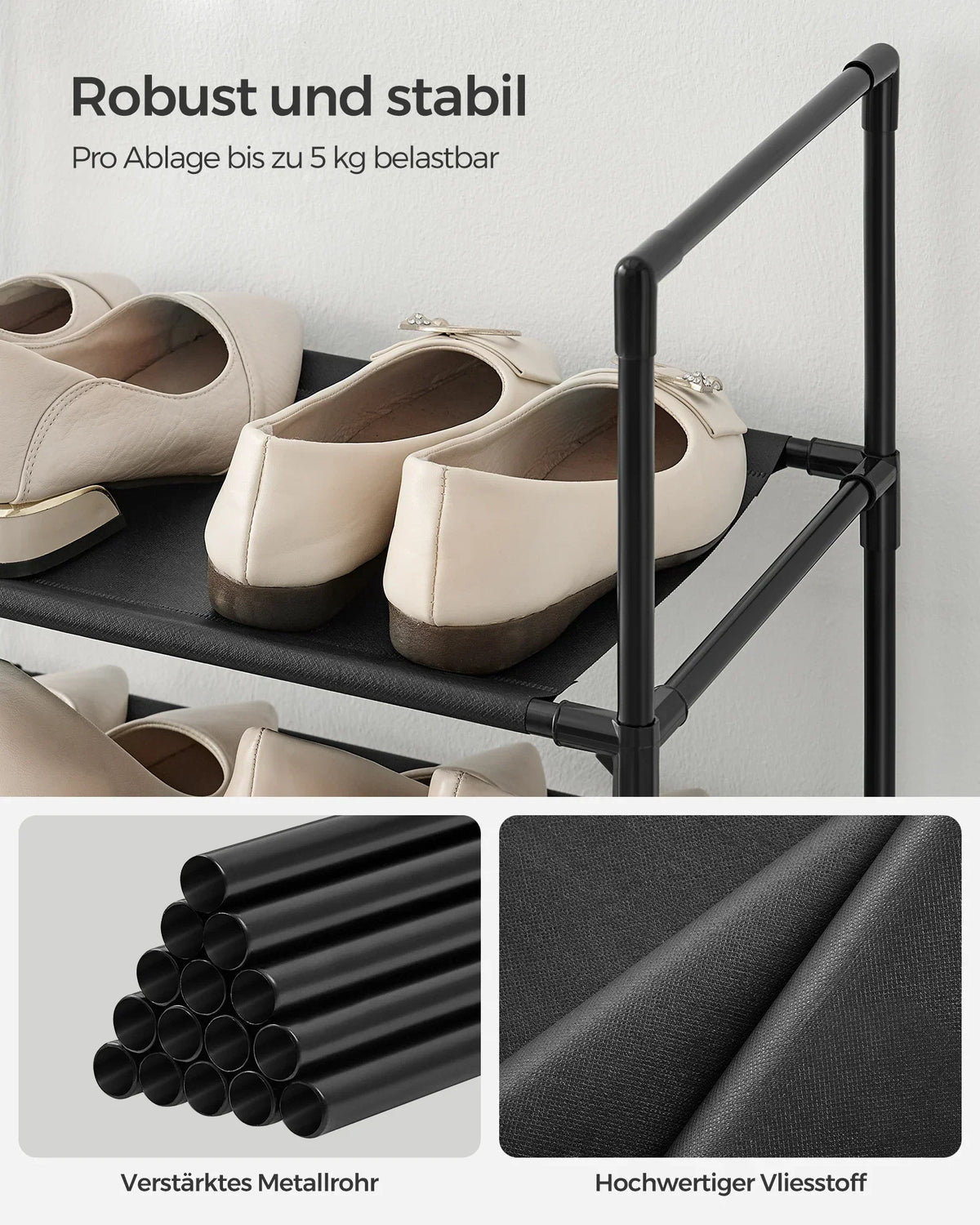 Narrow Metal Shoe Rack | Space-Saving Shoe Storage