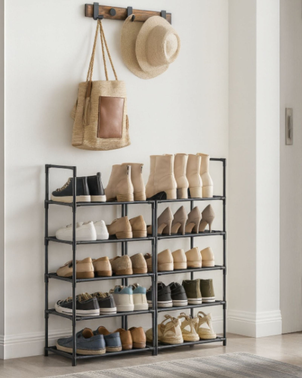 Narrow Metal Shoe Rack | Space-Saving Shoe Storage