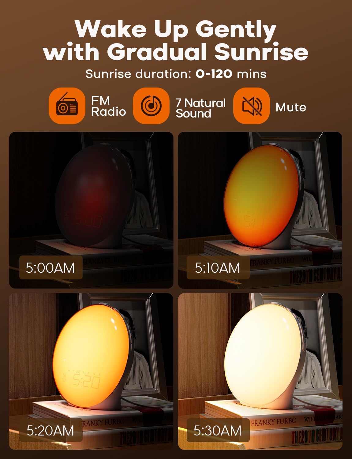 Natural Wake-Up Light Alarm Clock with Sunrise & Sunset Simulation