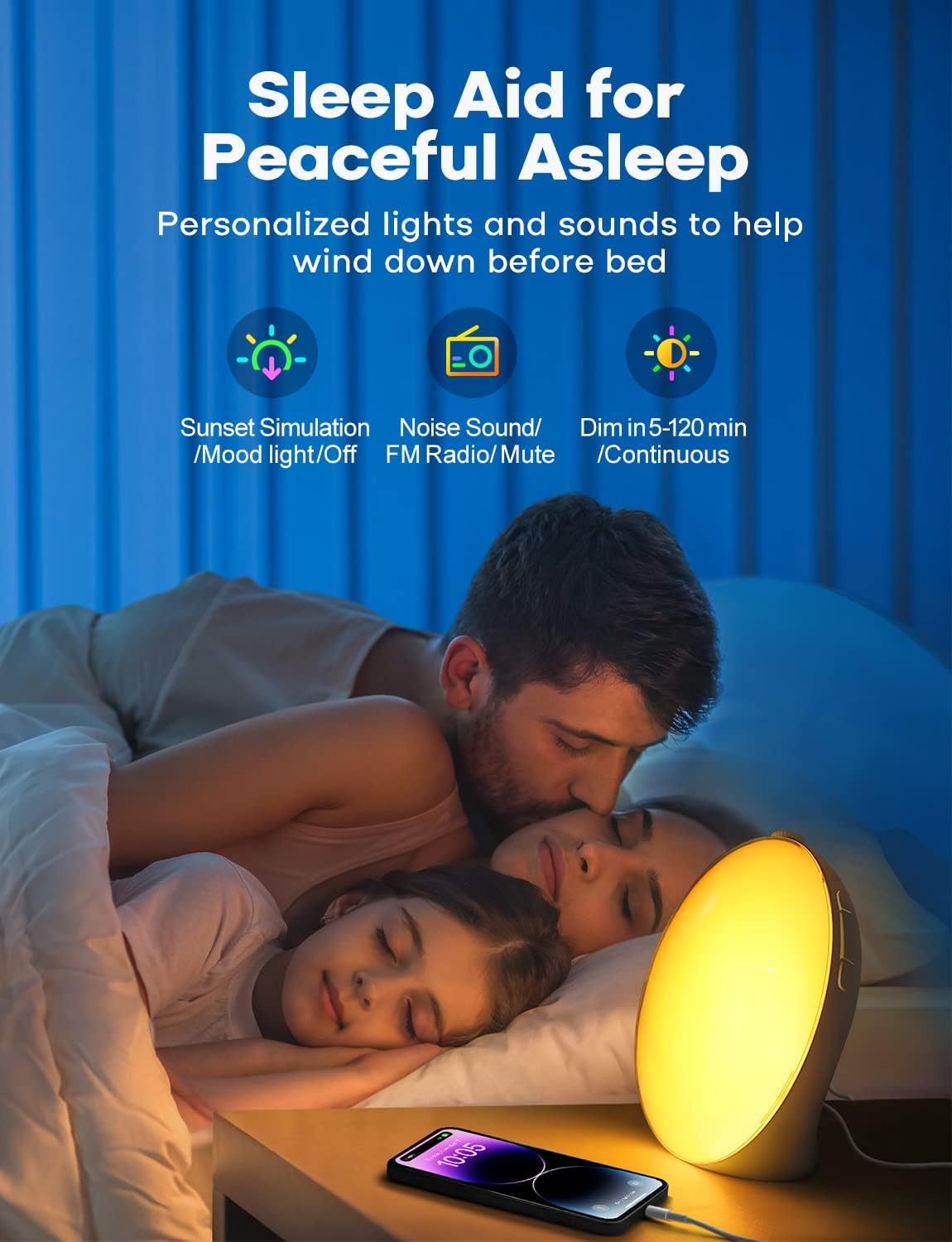 Natural Wake-Up Light Alarm Clock with Sunrise & Sunset Simulation