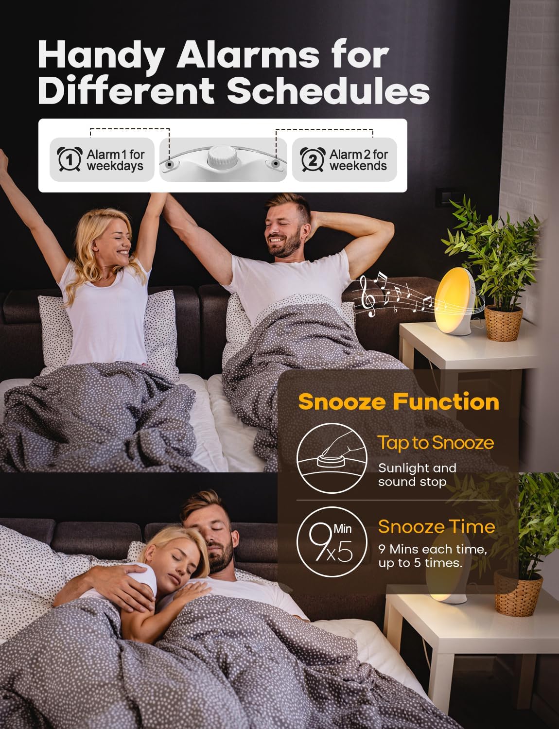 Natural Wake-Up Light Alarm Clock with Sunrise & Sunset Simulation