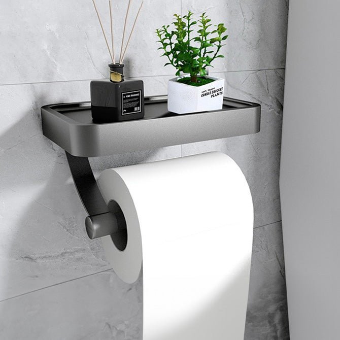 No-Drill Stainless Steel Toilet Paper Holder with Shelf
