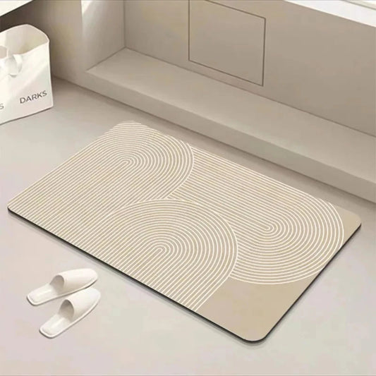 Non-Slip Bathroom Mat with Super-Absorbent Rubber Backing and Eco-Friendly Multicoloured Design