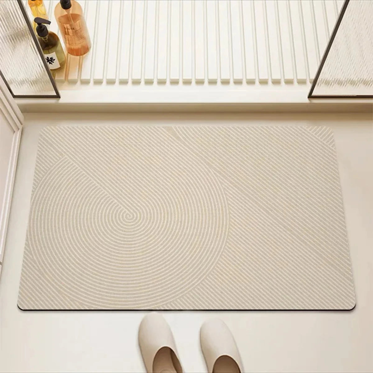 Non-Slip Bathroom Mat with Super-Absorbent Rubber Backing and Eco-Friendly Multicoloured Design