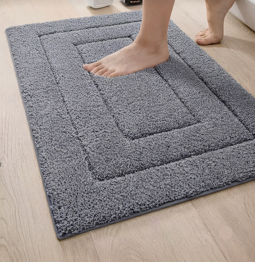 Non-Slip Microfibre Bath Mat – Double-Layer Bath Mat | Absorbent and Soft | Comfortable Mat