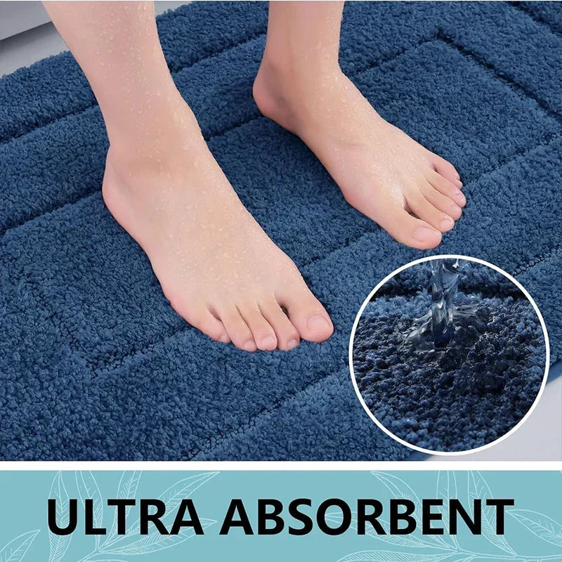 Non-Slip Microfibre Bath Mat – Double-Layer Bath Mat | Absorbent and Soft | Comfortable Mat