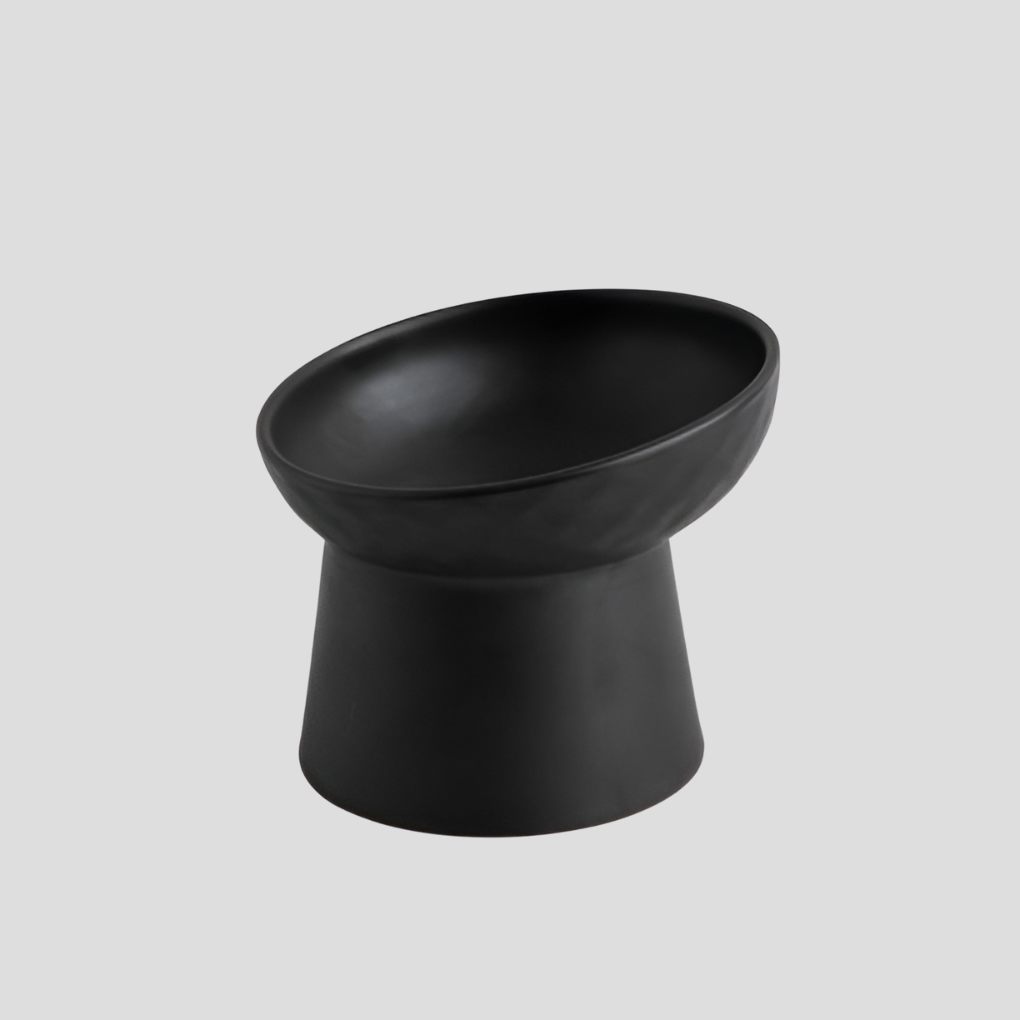 Nordic-Style Tilted Ceramic Cat Bowl