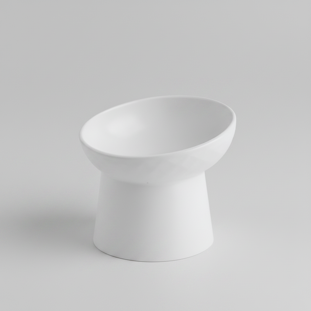 Nordic-Style Tilted Ceramic Cat Bowl