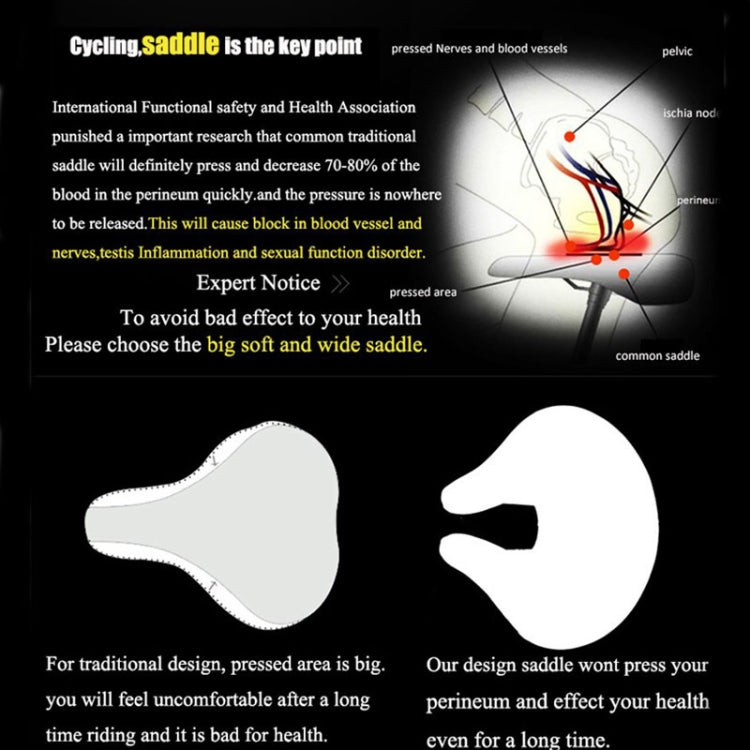 Noseless Mountain Bike Saddle with Thick Soft Padding (Red)