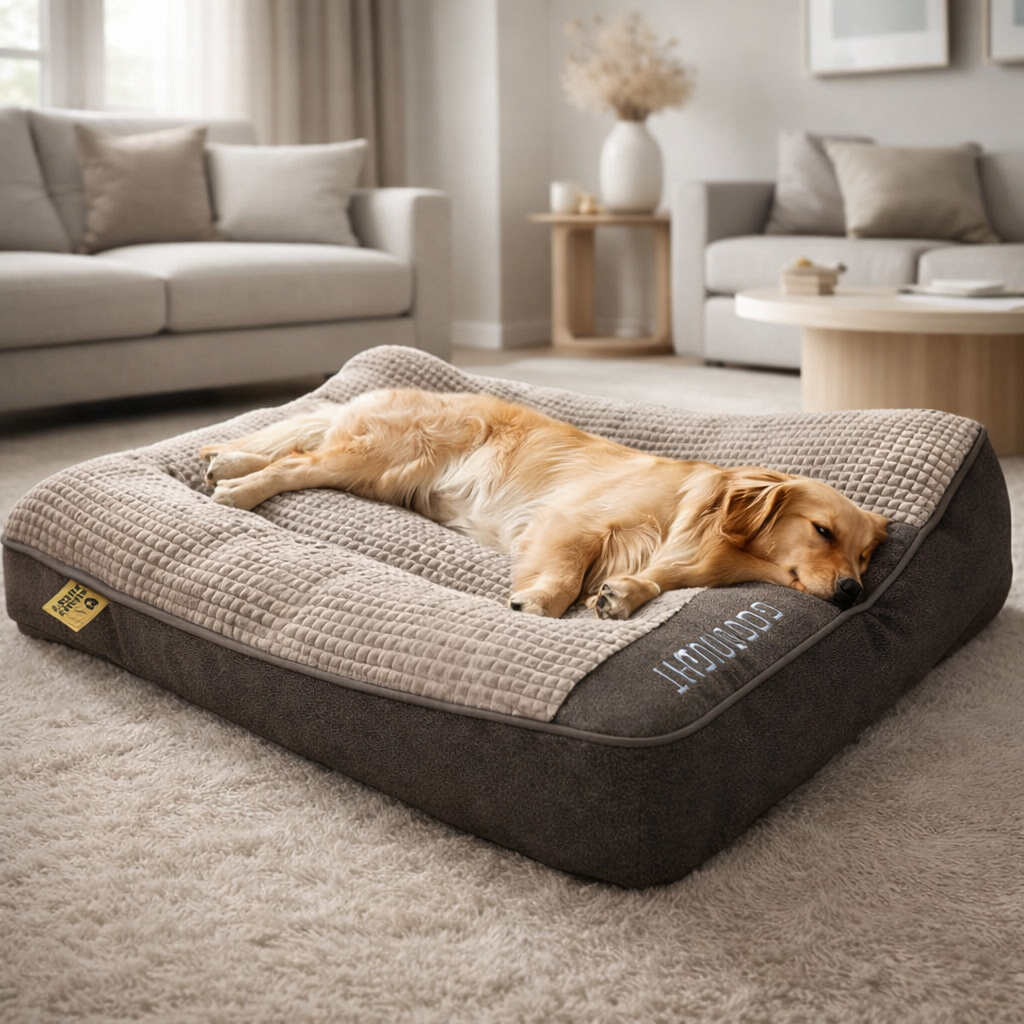Orthopedic Memory Foam Dog Bed with Headrest
