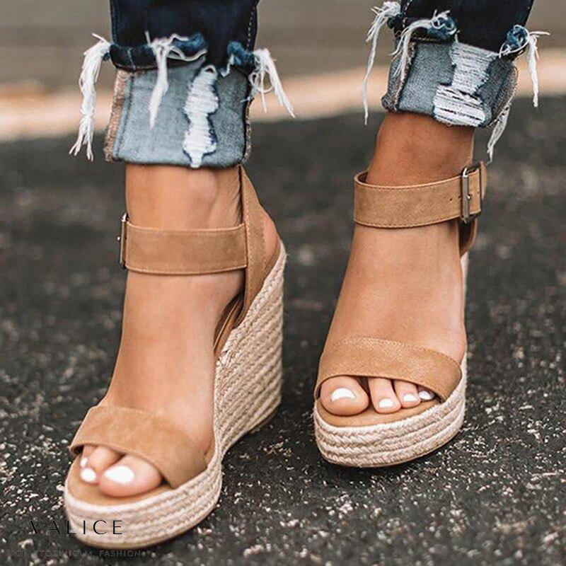 Orthopedic Wedge Sandals with Buckle