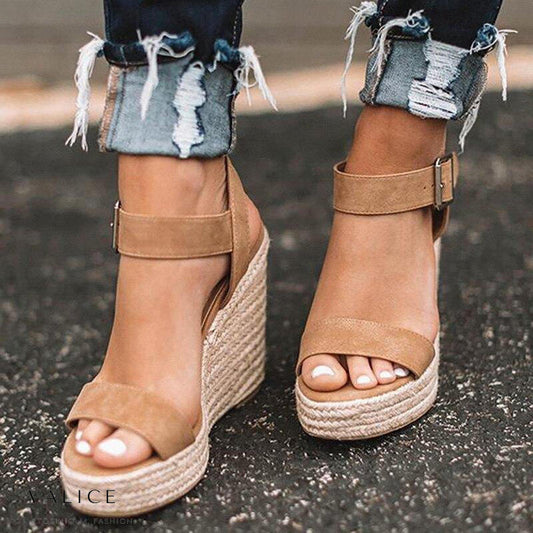 Orthopedic Wedge Sandals with Buckle