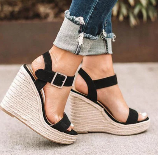 Orthopedic Wedge Sandals with Buckle